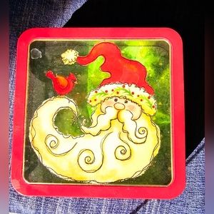 OOAK Whimsical Santa Clause tin gift box, home decor, Christmas, holiday, X-Mas